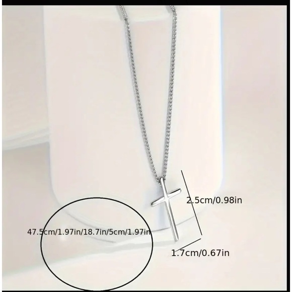 Silver Thick Style Cross Pendant Necklace - Picture 6 of 6